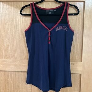 Harley-Davidson Women's Blue and Red Tank Top